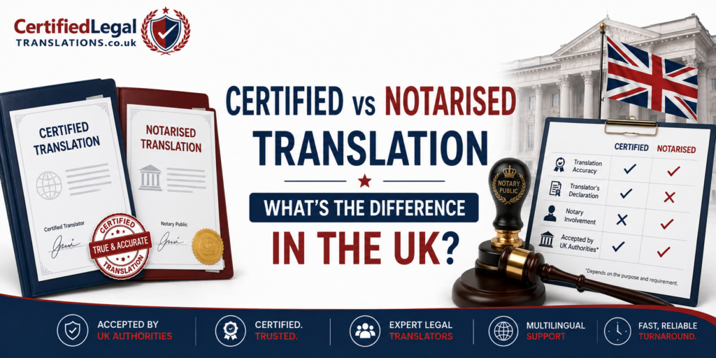 Certified vs Notarised Translation in the UK: The Legal Framework Explained
